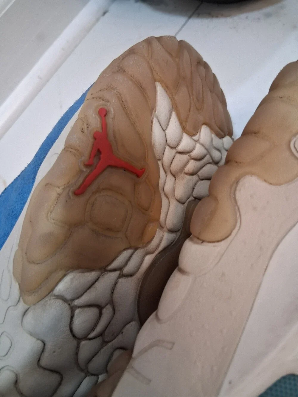 Jordan Kids Teal Blue and White Sneakers with Gum Sole